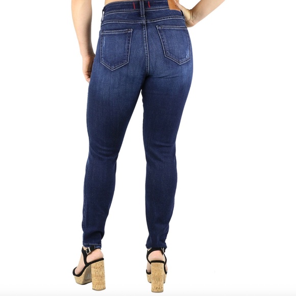 NEW Fran Denim Iris Button Fly Crop Destruction Dark Wash FD1132 Athletic Fit 30 - Picture 2 of 15